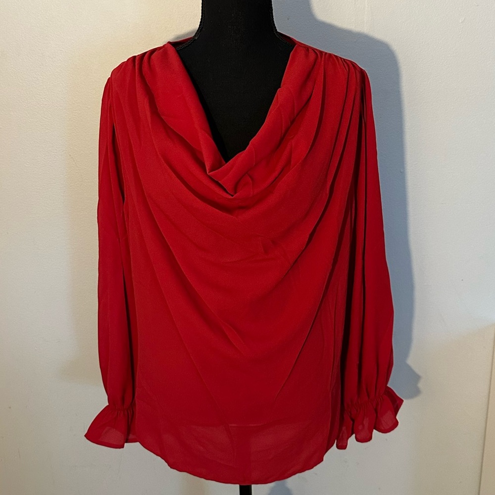 NWT NY&co red cowl neck top. Size large